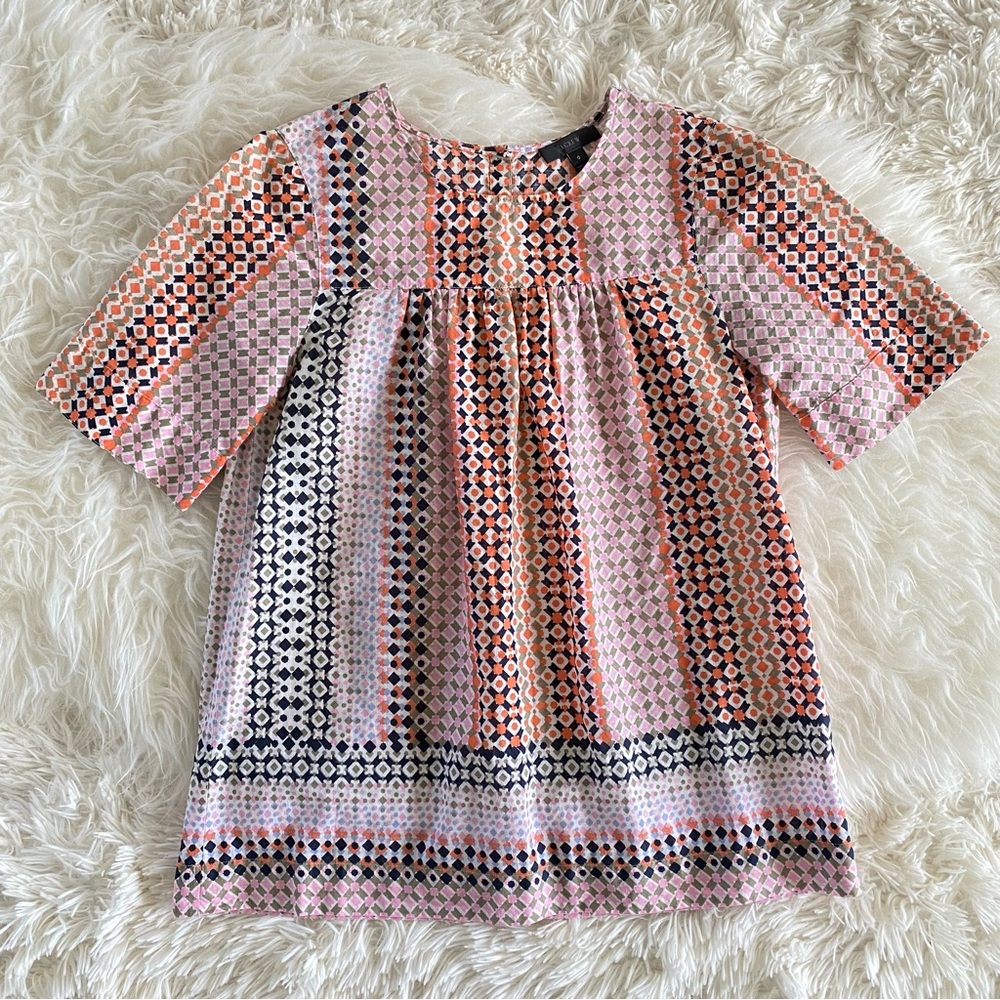 J. Crew Geometric Print Peasant Blouse, size 0